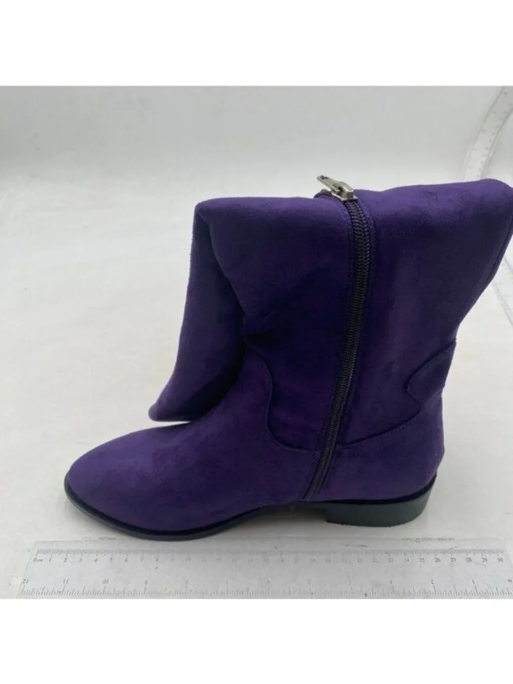 Pazzion Grape Almond Toe Knee High Boots with Partial Zippers Long Boot